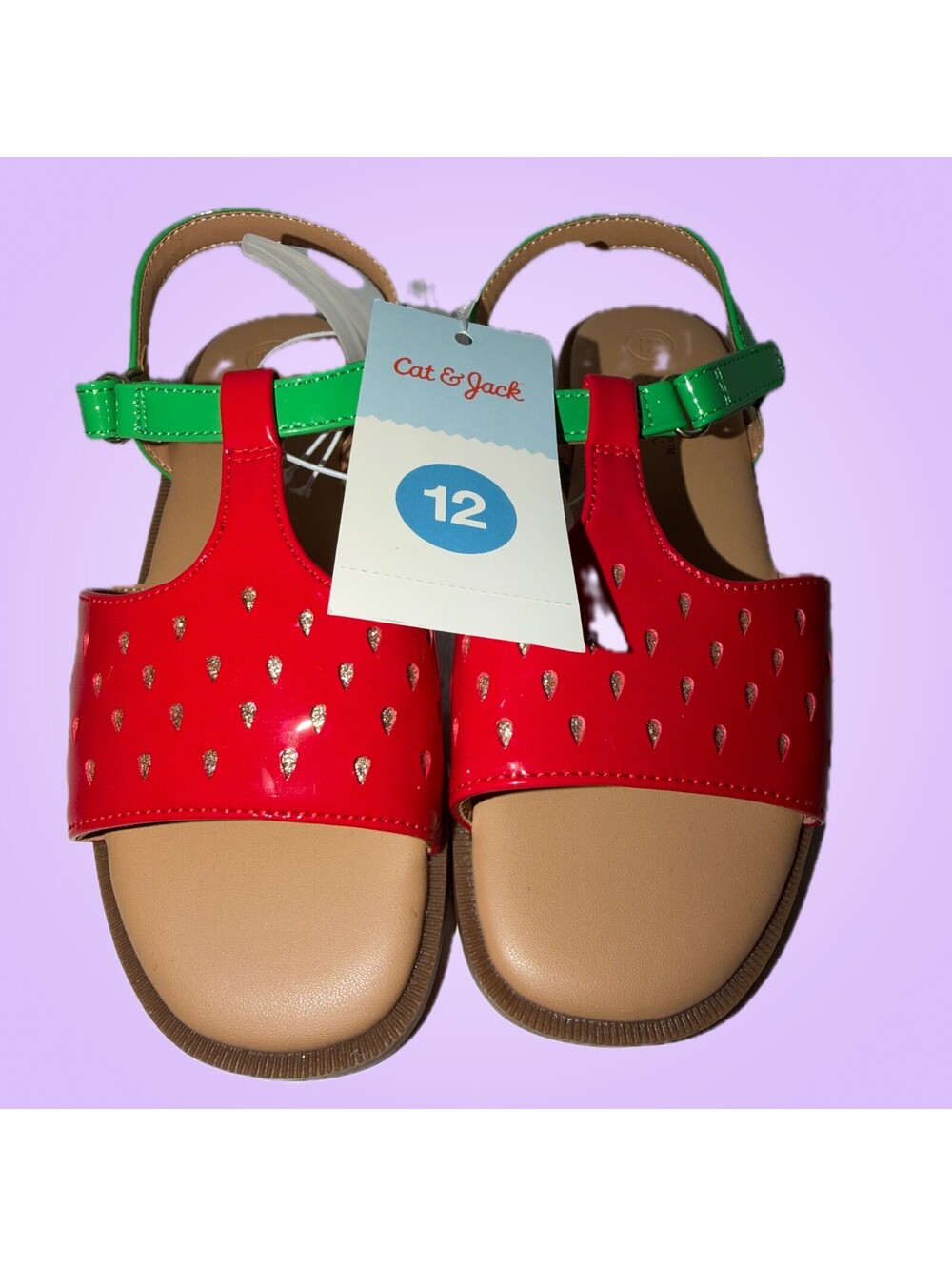 Cat & Jack New Girls Size 12 Red Strawberry Adjustable Strap Sandals